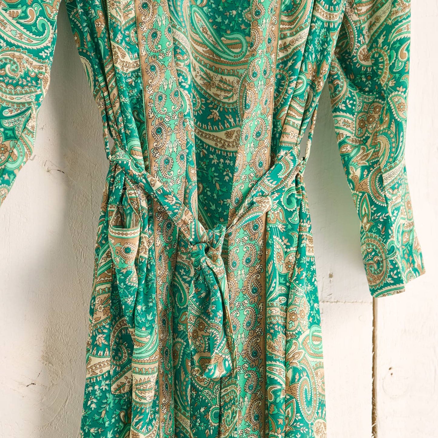 Green Floral Paisley Dressing Gown - Sari Material