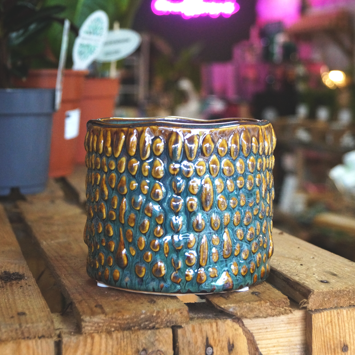 Pewter Ceramic Bumpy Pot