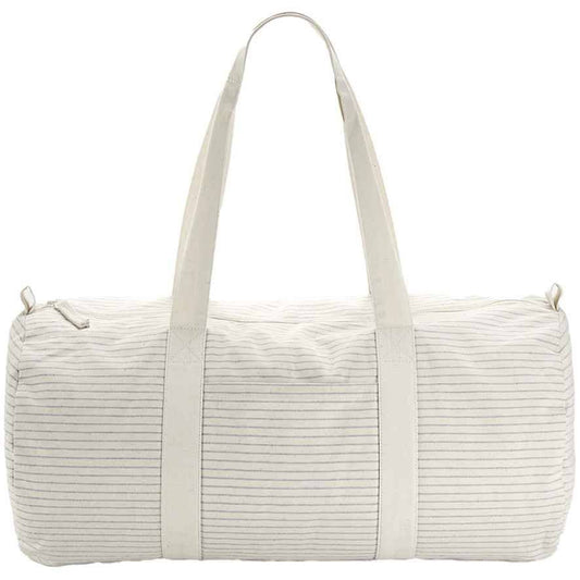 100% Organic Cotton Grey Striped Barrel Bag - 20L