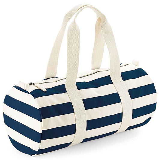 100% Cotton Canvas Navy Striped Barrel Bag - 20L