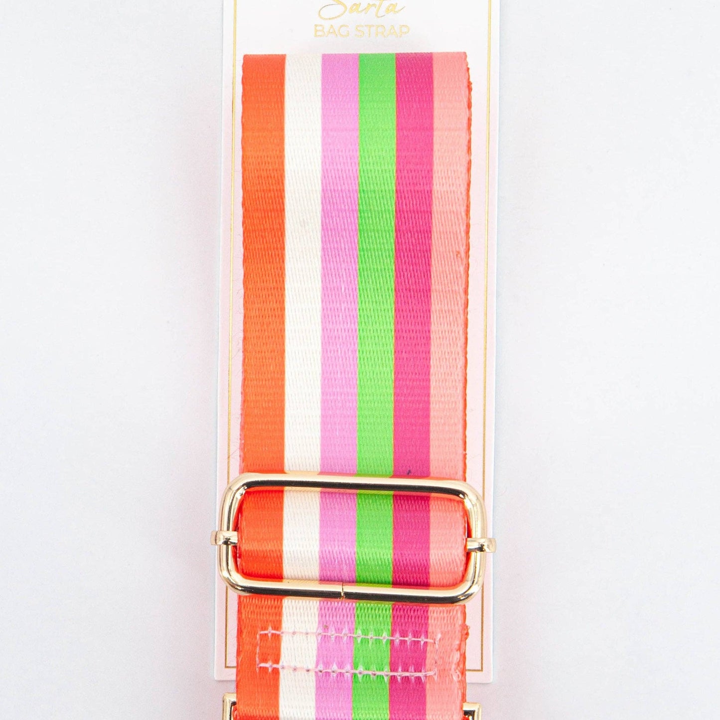 Multi Stripe Wide Bag Strap in Pink & Lime: One-size