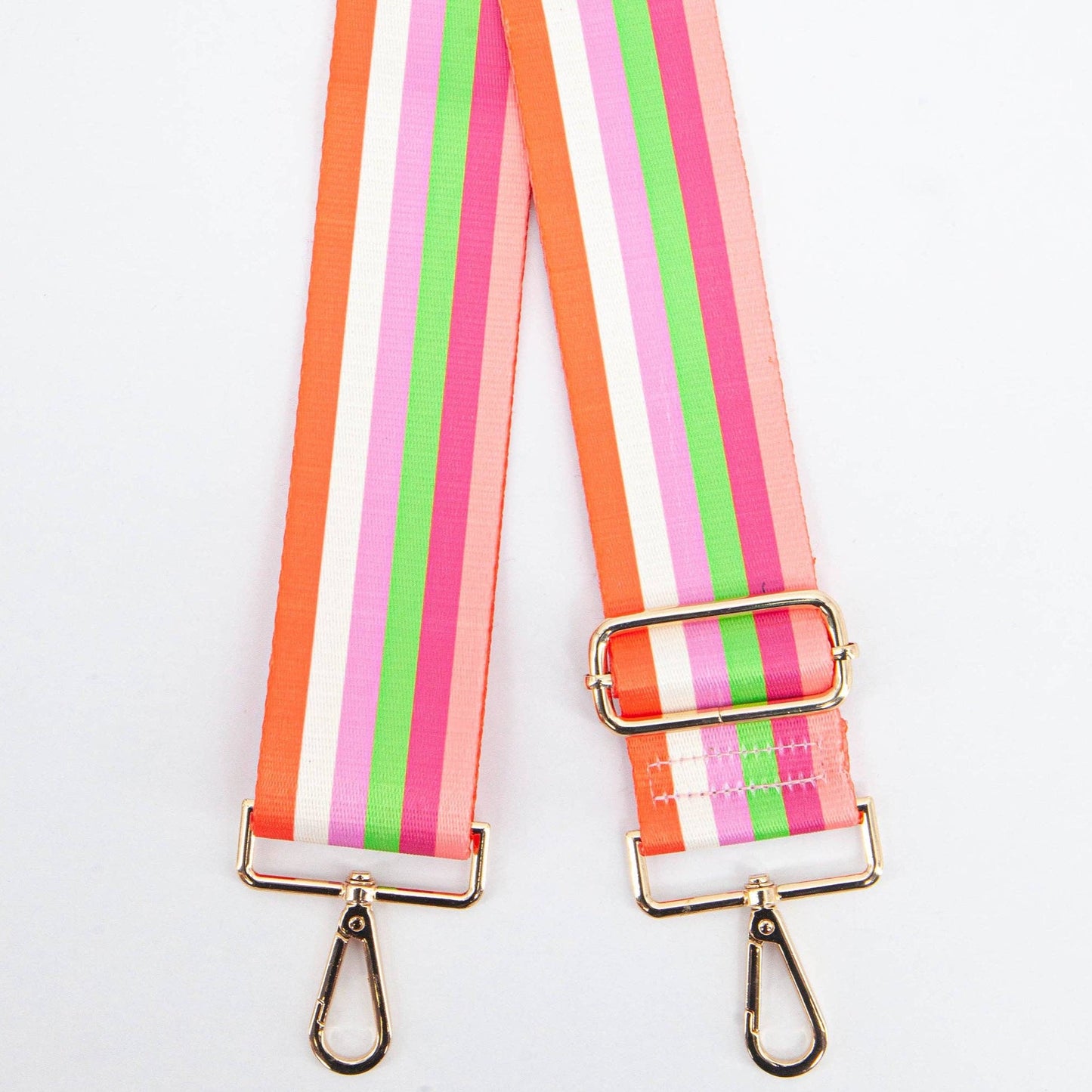 Multi Stripe Wide Bag Strap in Pink & Lime: One-size