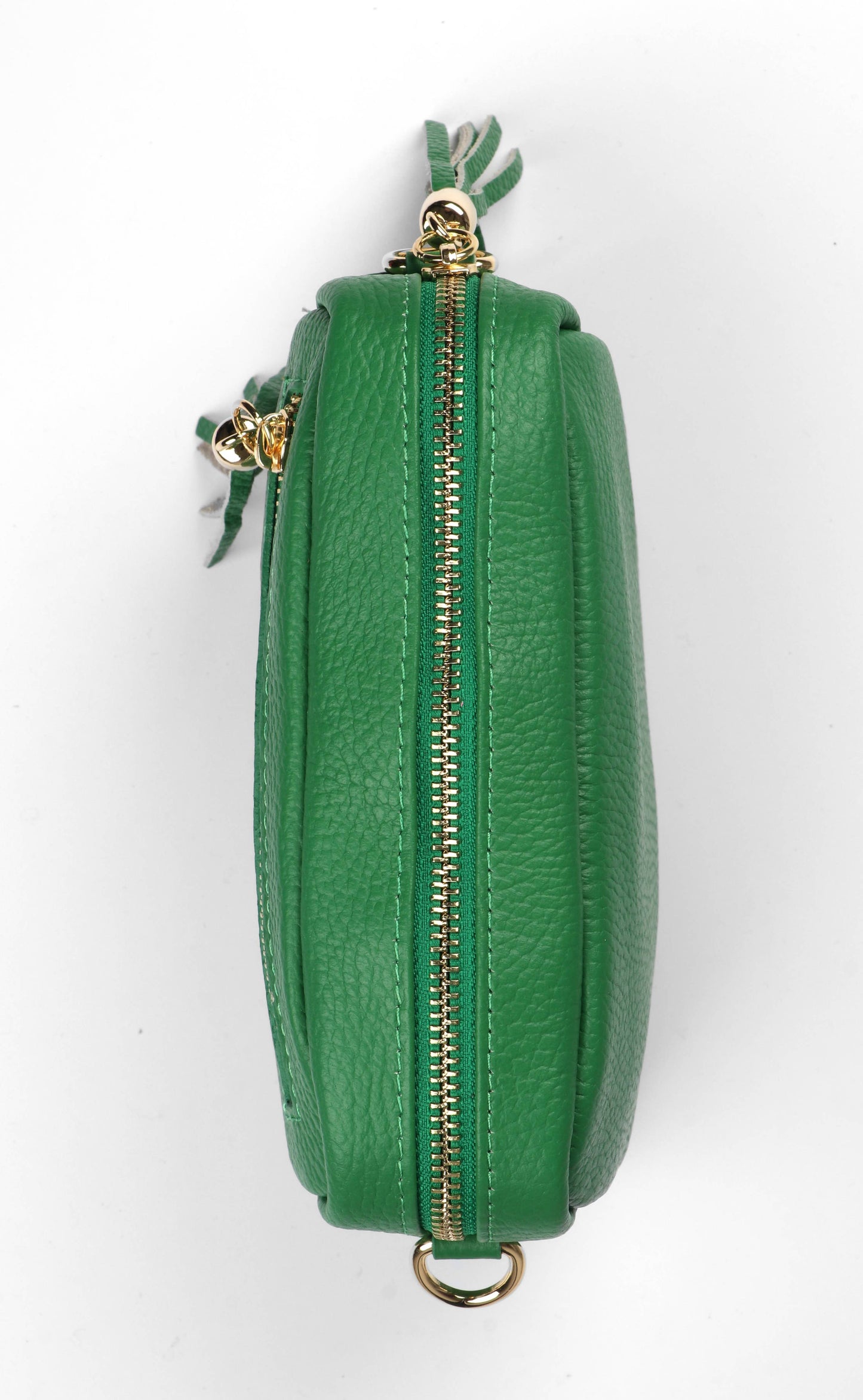 Italian Leather Crossbody Bag in Bright Green: One-size