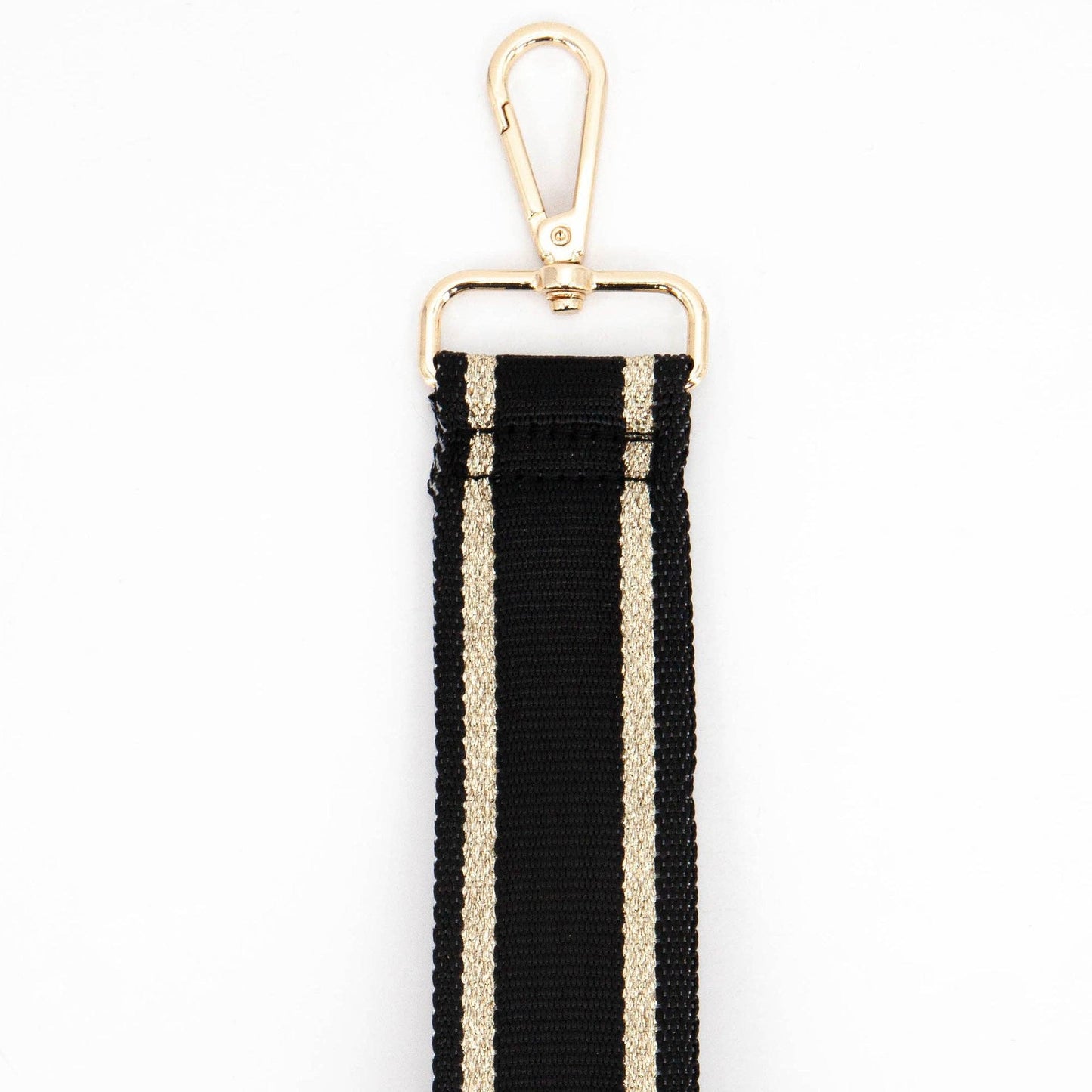 Metallic Border Stripe Plain Wrist Strap in Black & Gold: One-size