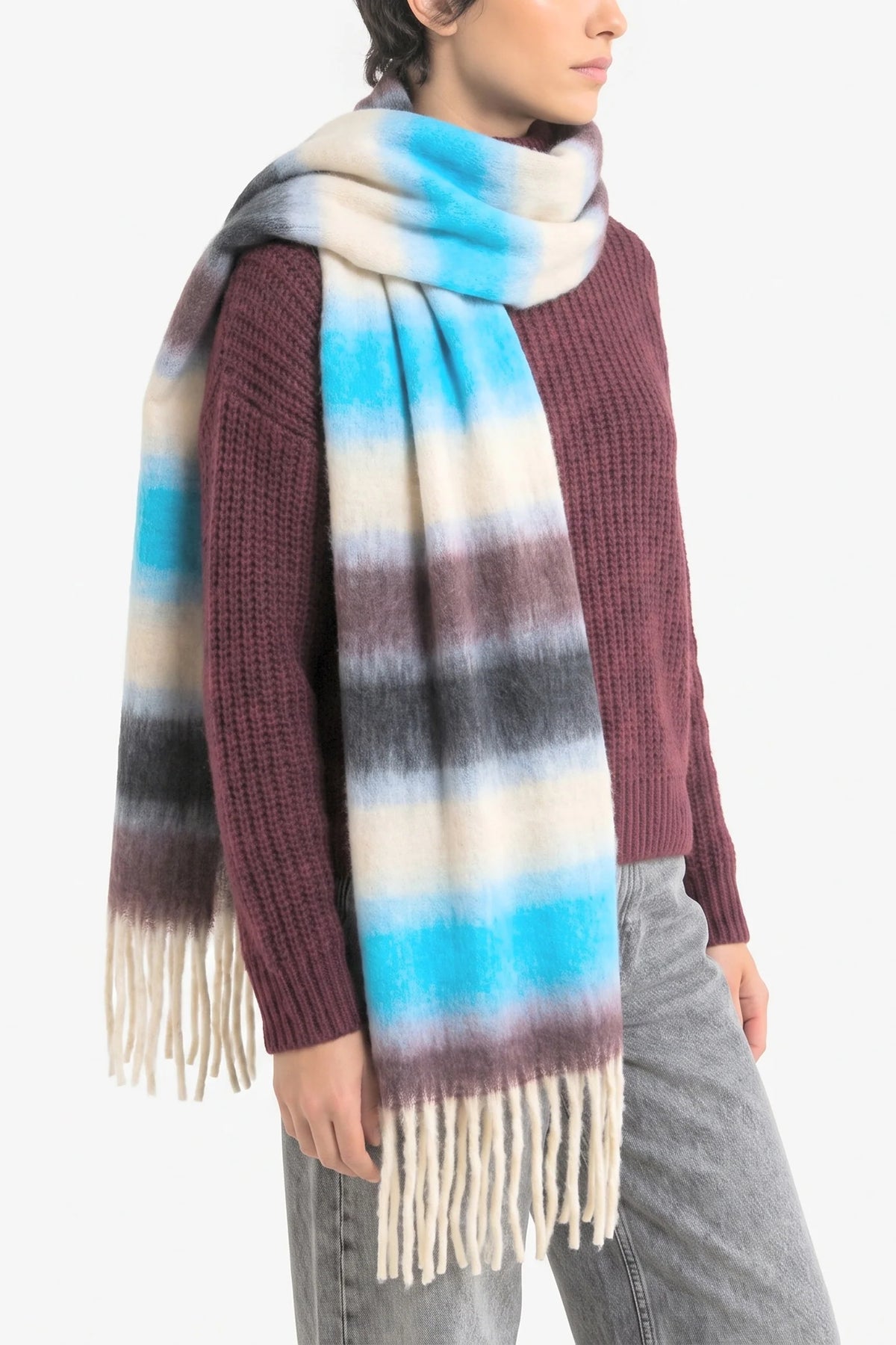 Dallas Heavyweight Scarf - Blue, Stripe