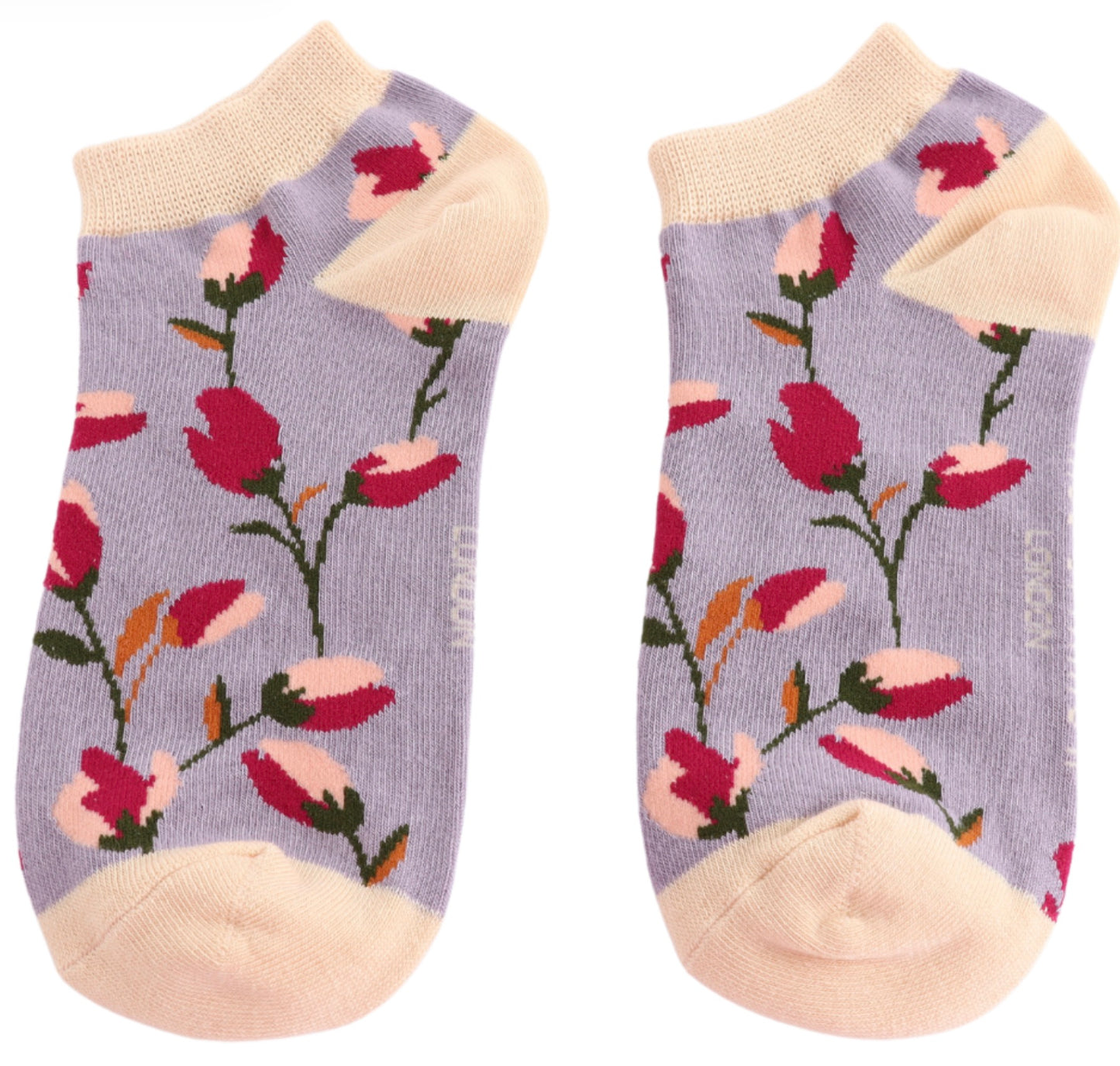 Ditsy Flowers Lavender Bamboo Trainer Socks