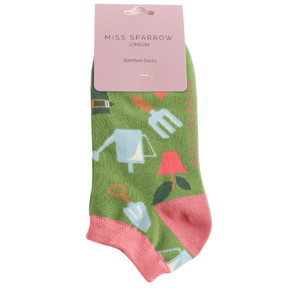 Gardening Gear Green Bamboo Trainer Socks