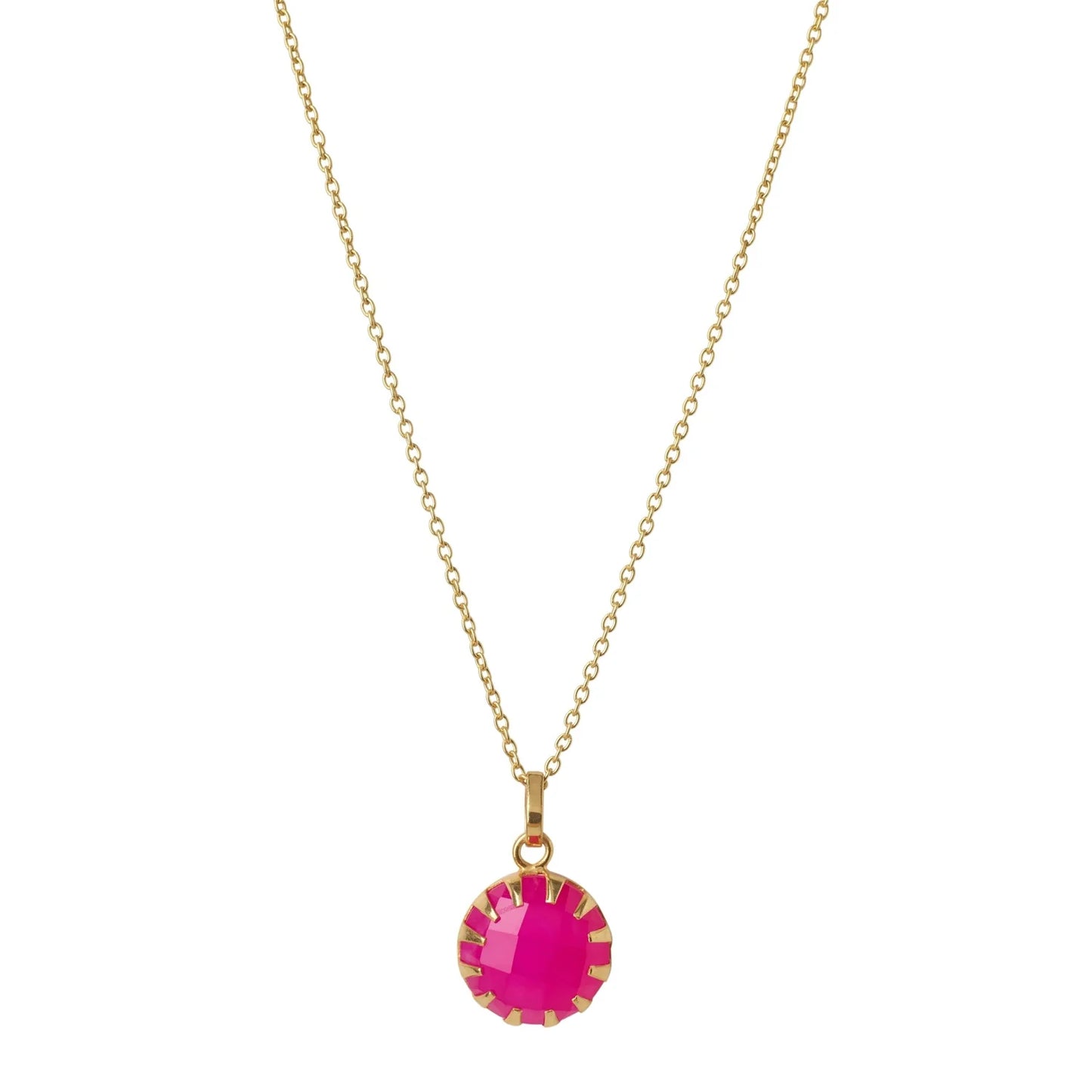 Necklace with a pink pendant on a white background