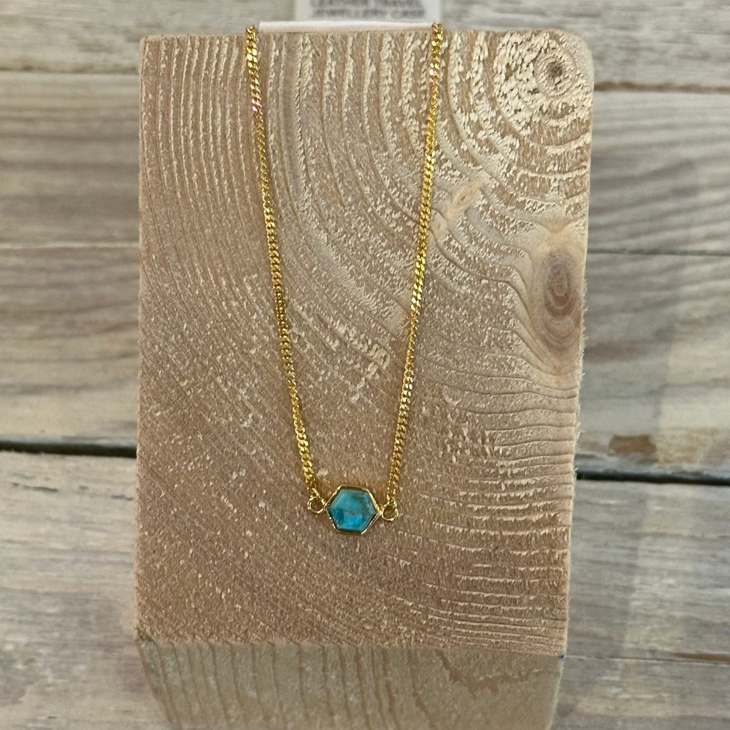 Turquoise Lapis Hexagon Gold Bracelet