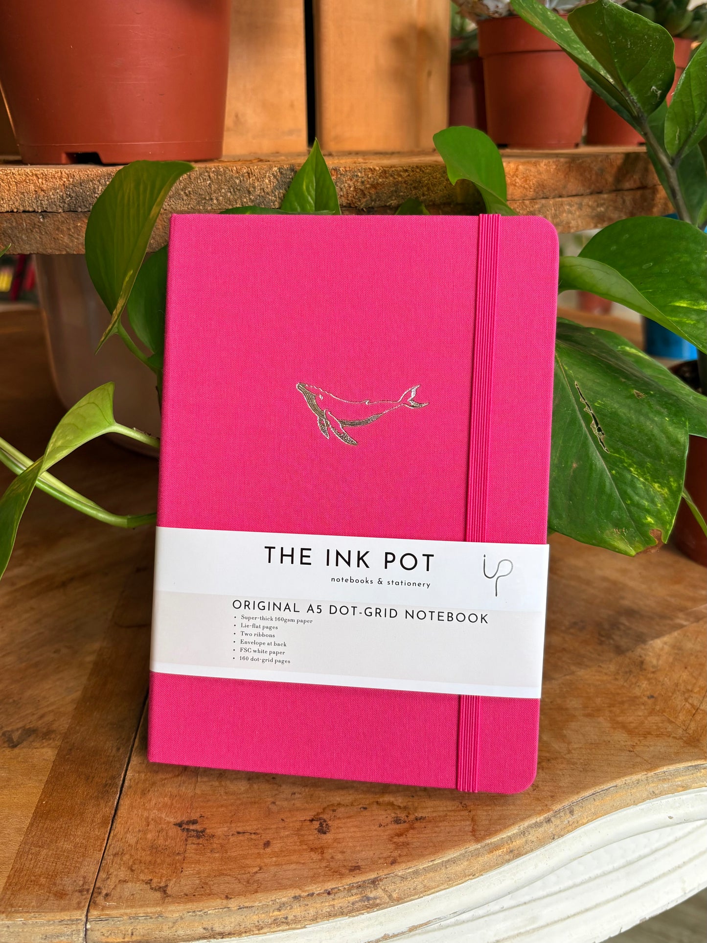 Whale on Fuchsia Pink Dotted Bullet Journal - The Ink Pot