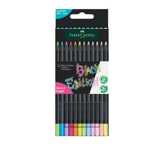 Neon and Pastel Faber-Castell Colouring Pencils (Black Edition)
