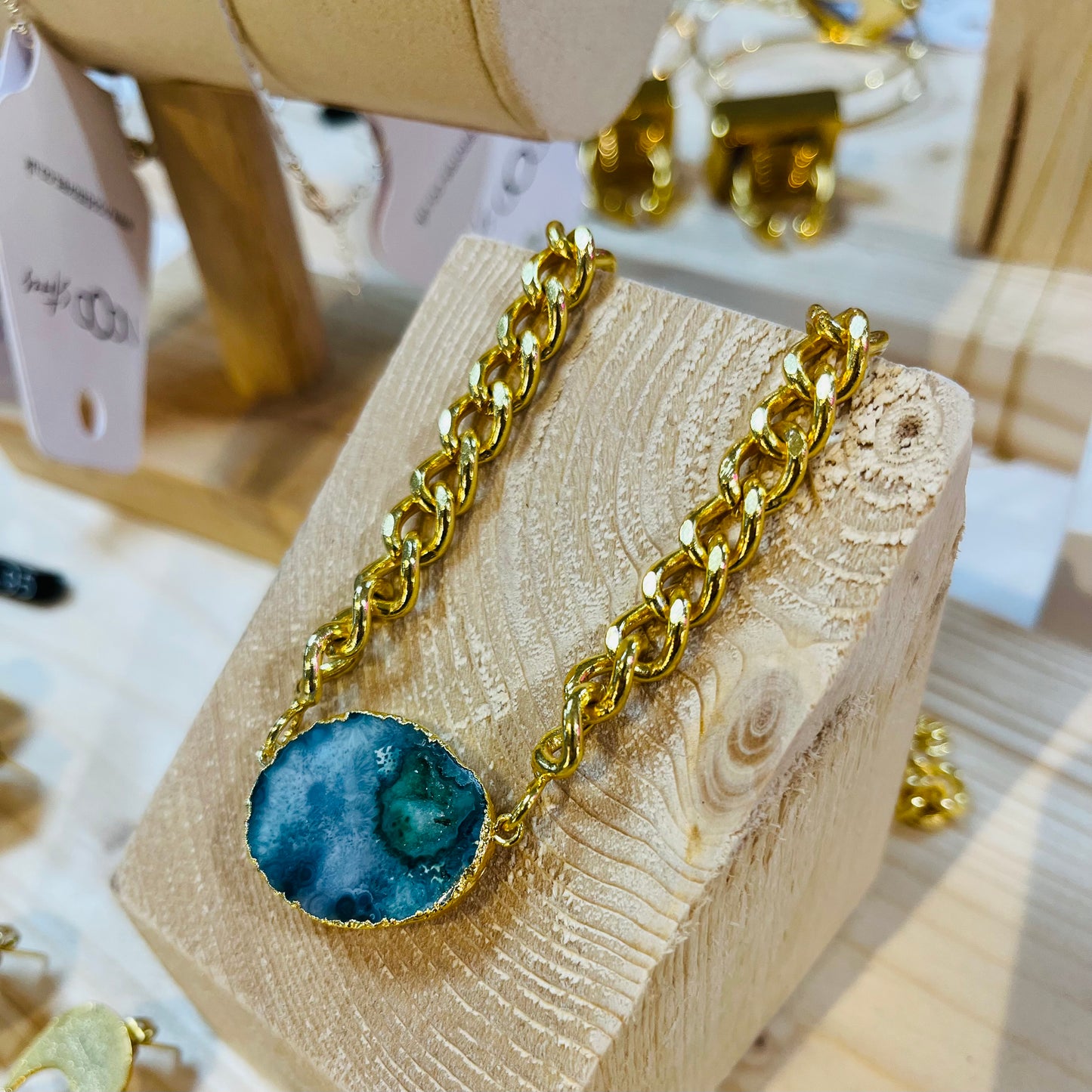 Mega Gemstone Chunky Gold Necklace - Yaayaa London