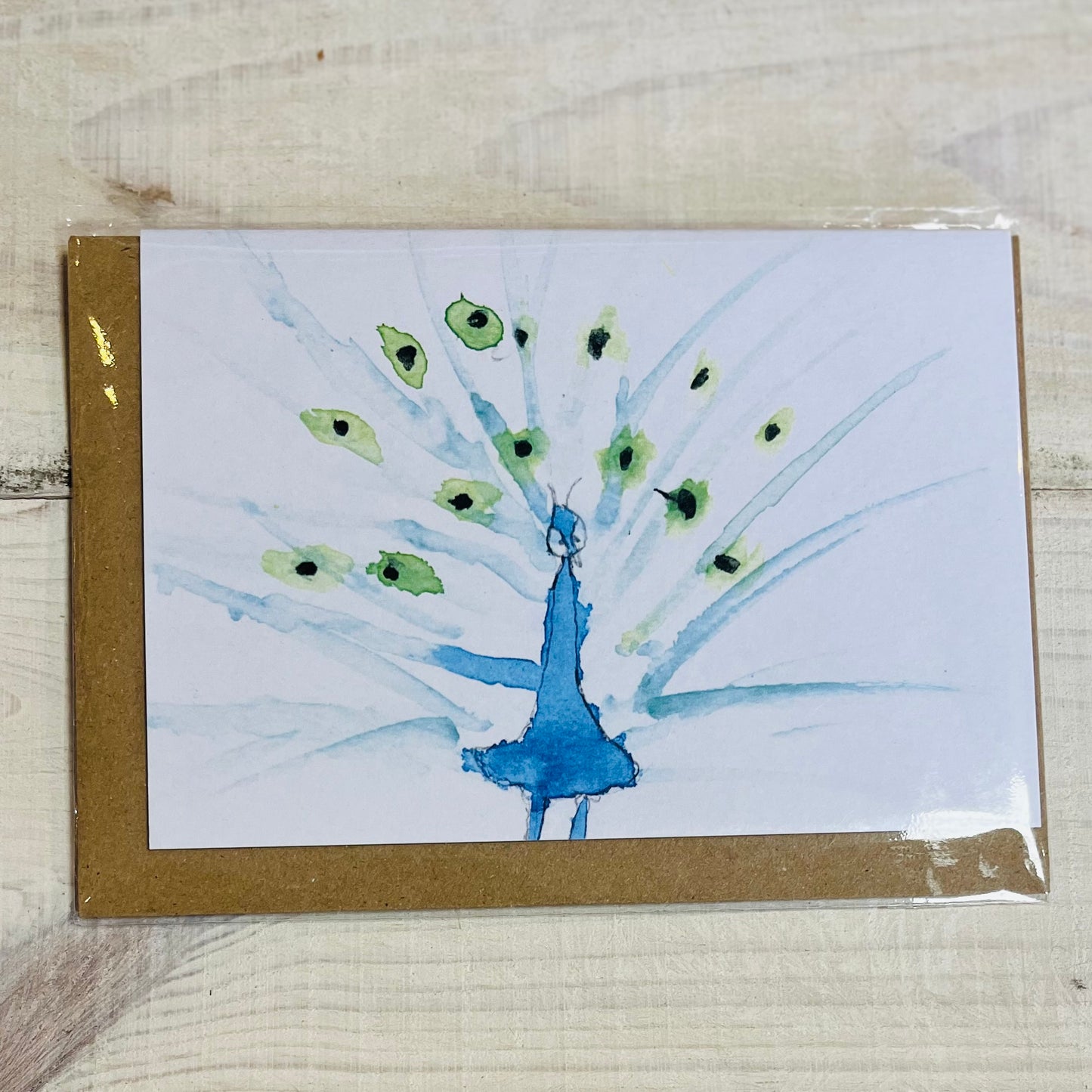 Peacock Blank Greeting Card - Little Amelie Art