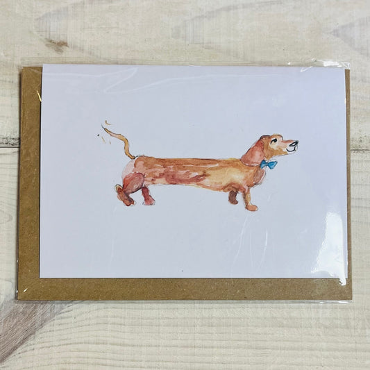 Sausage Dog Blank Greeting Card - Little Amelie Art