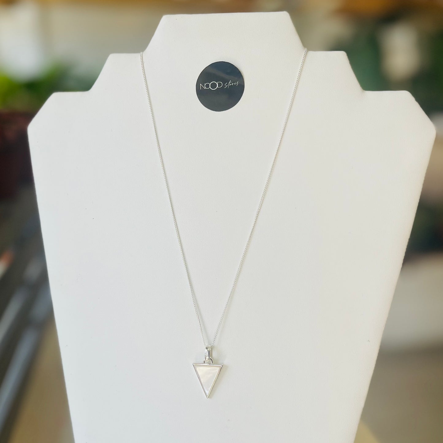 Mother of Pearl Triangle Silver Necklace