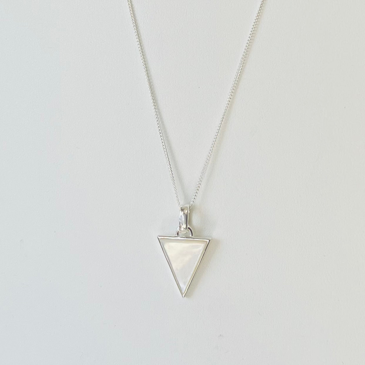 Mother of Pearl Triangle Silver Necklace