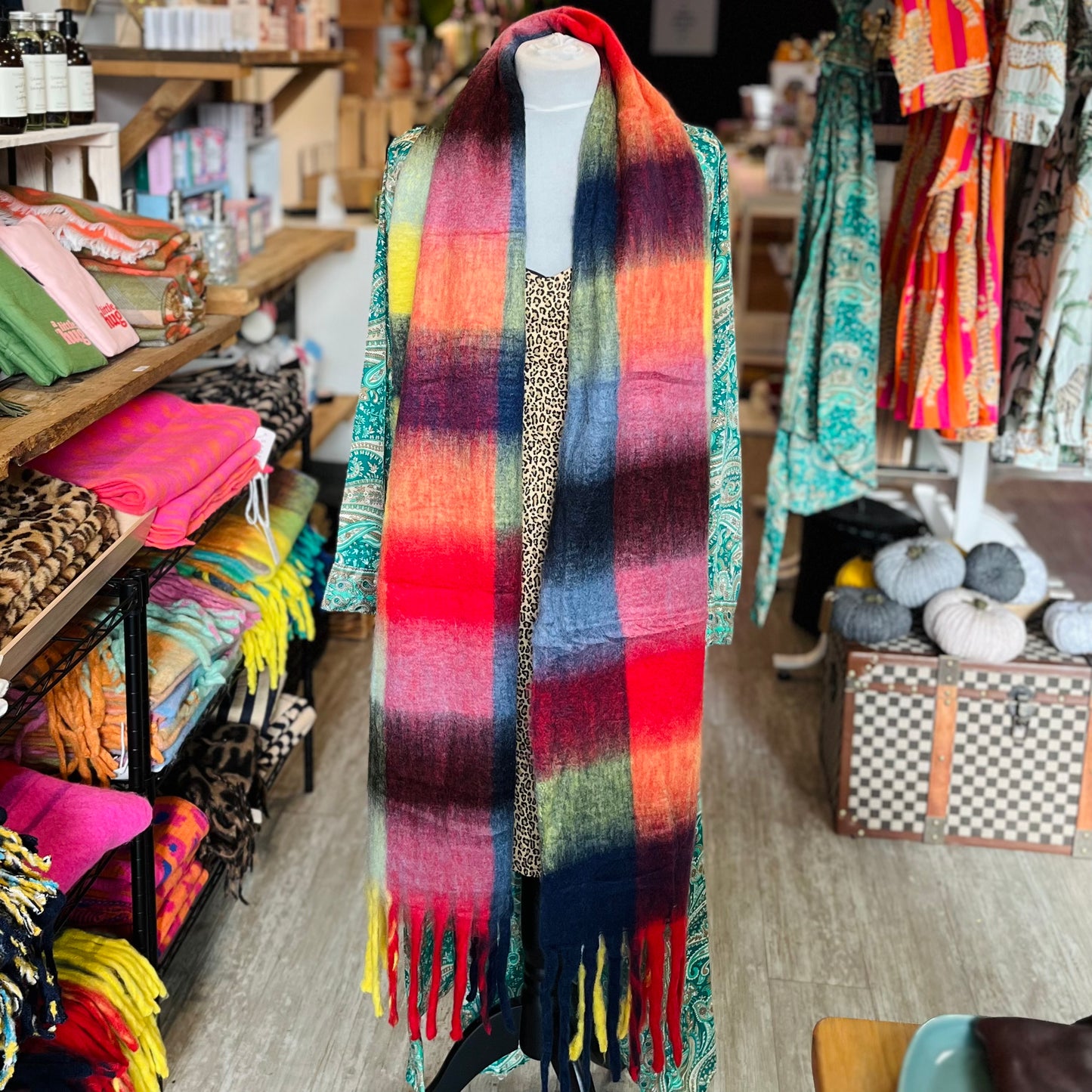 Red Checked Winter Scarf