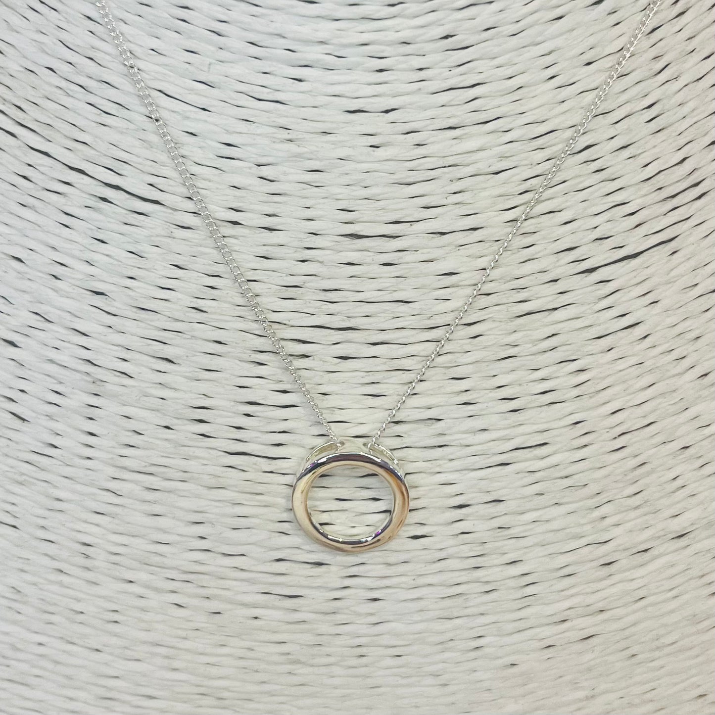 Silver Circle Outline Pendant Sterling Silver Necklace