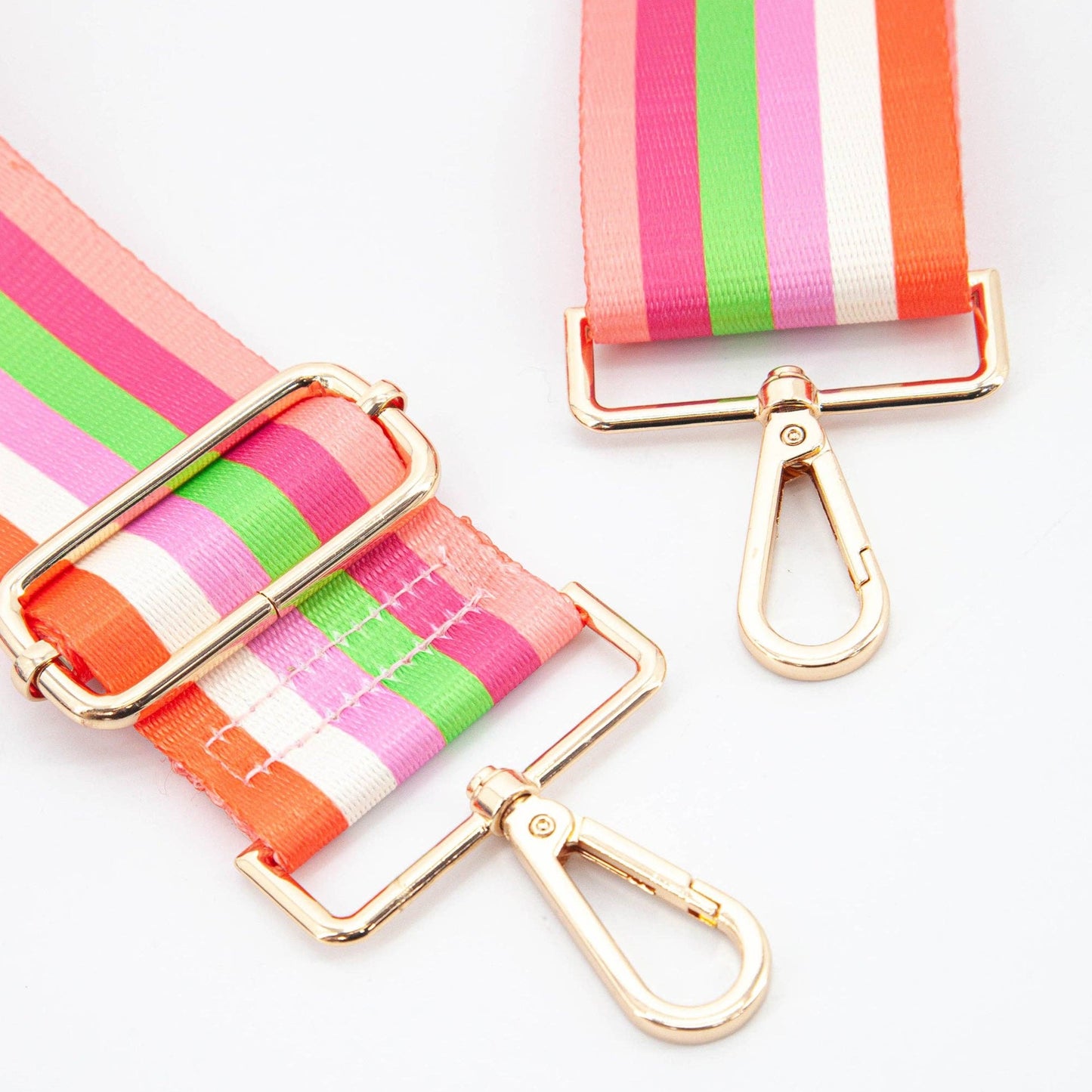 Multi Stripe Wide Bag Strap in Pink & Lime: One-size