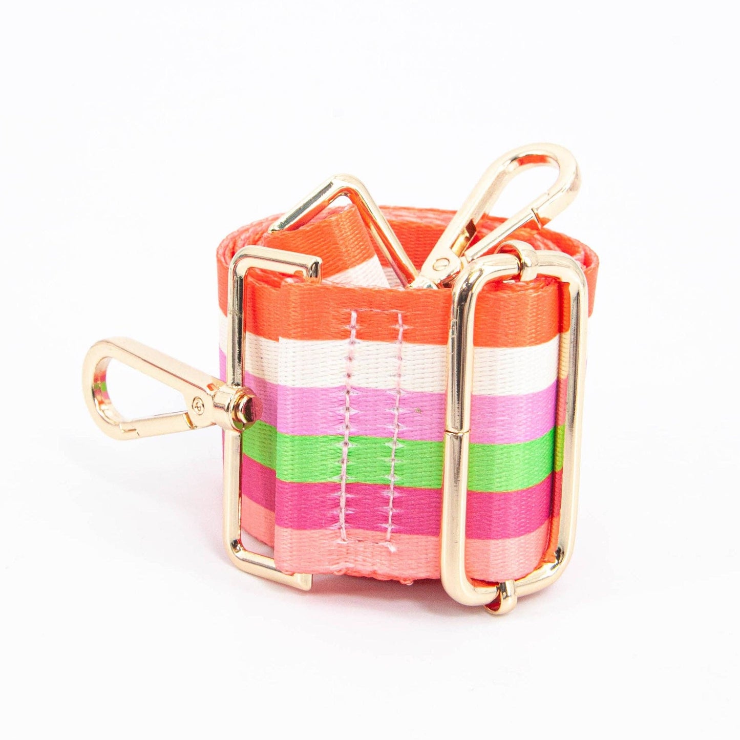 Multi Stripe Wide Bag Strap in Pink & Lime: One-size