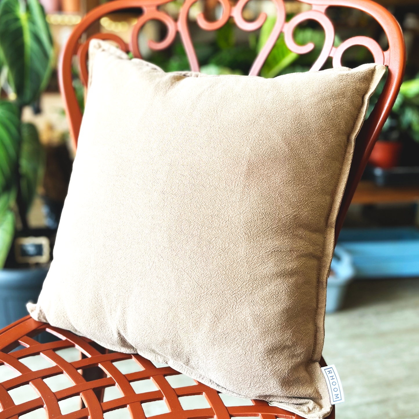 Linen Blend Cushion, Beige Brown, 45cm X 45cm