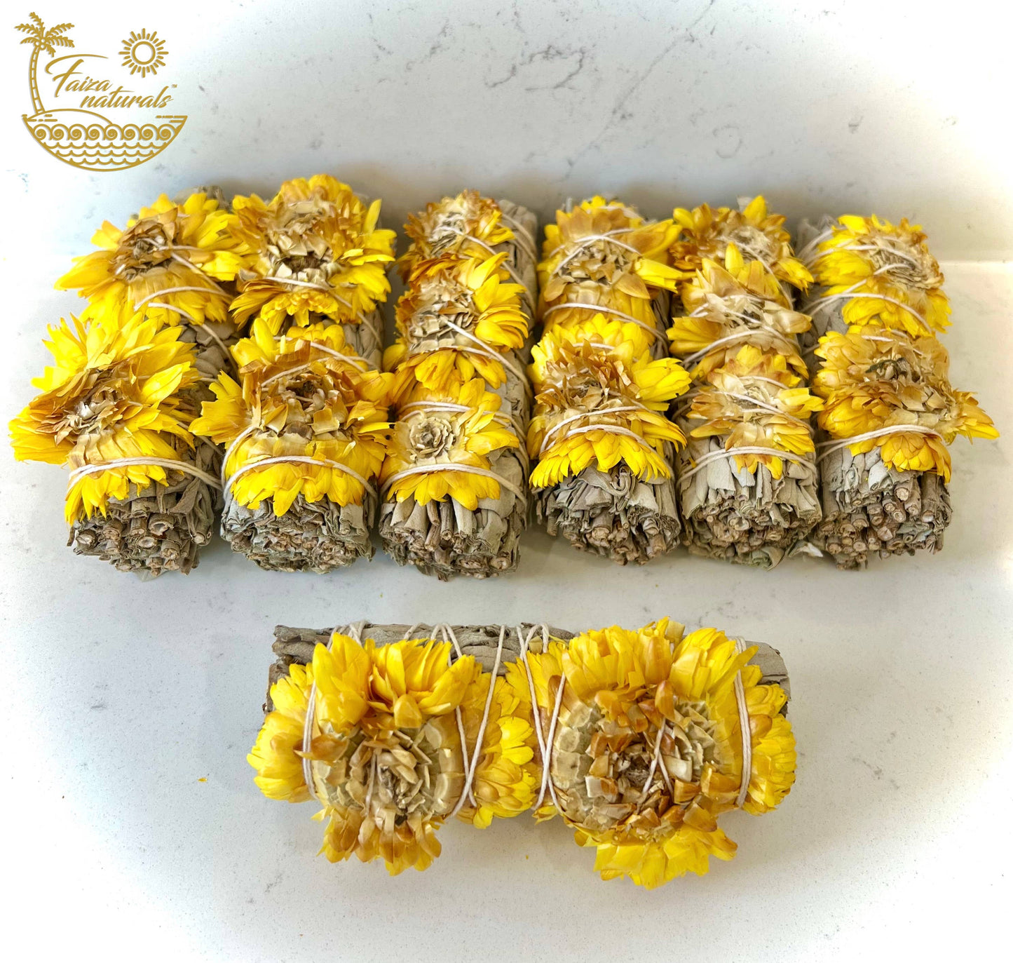 Sunflower with White Sage Bundles 10cm x 4cm