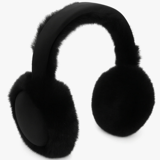 Black earmuffs on a white background