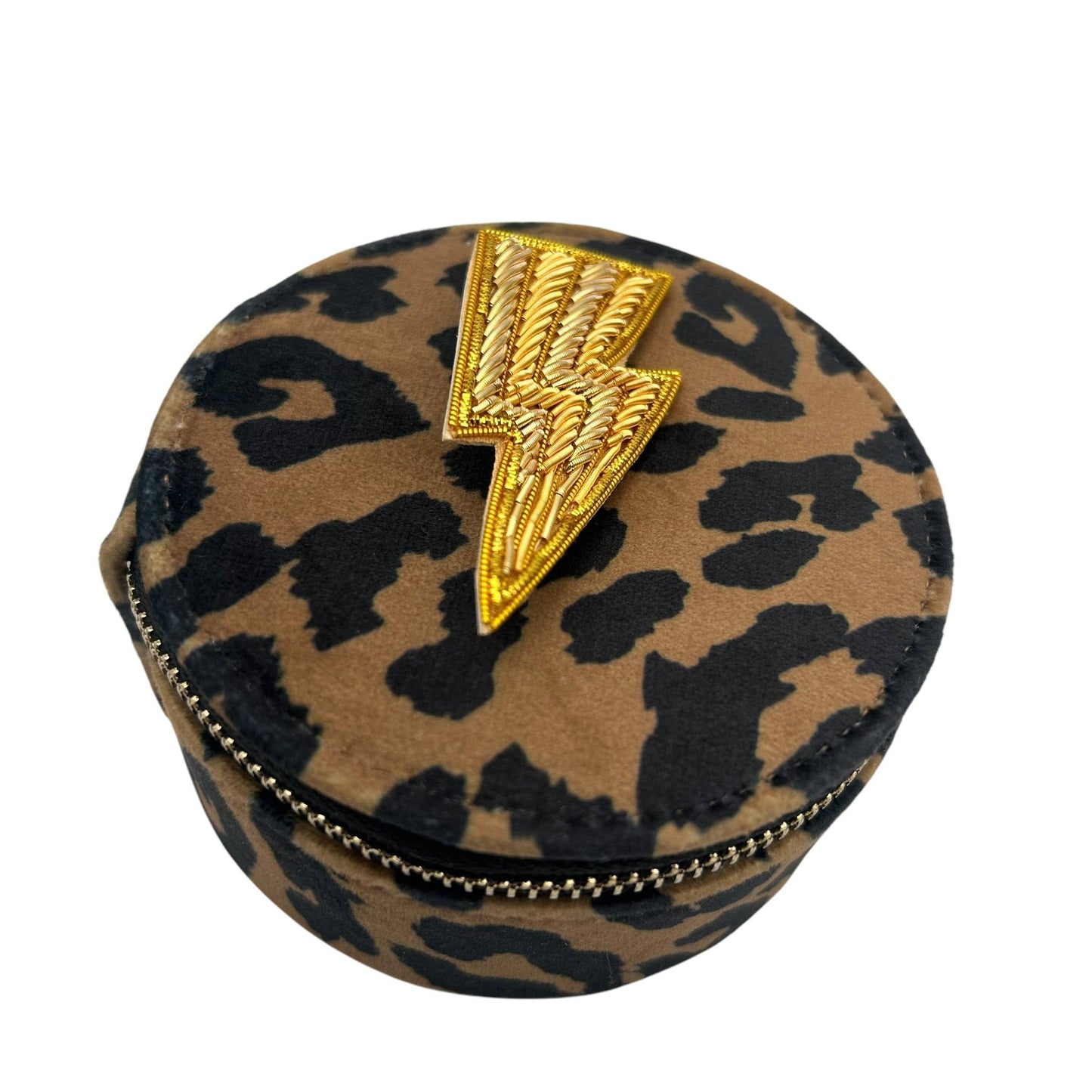 Leopard Print & Lightning Brooch Jewellery Travel Pot