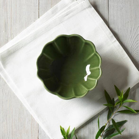 Scallop Small Green Dip Bowl