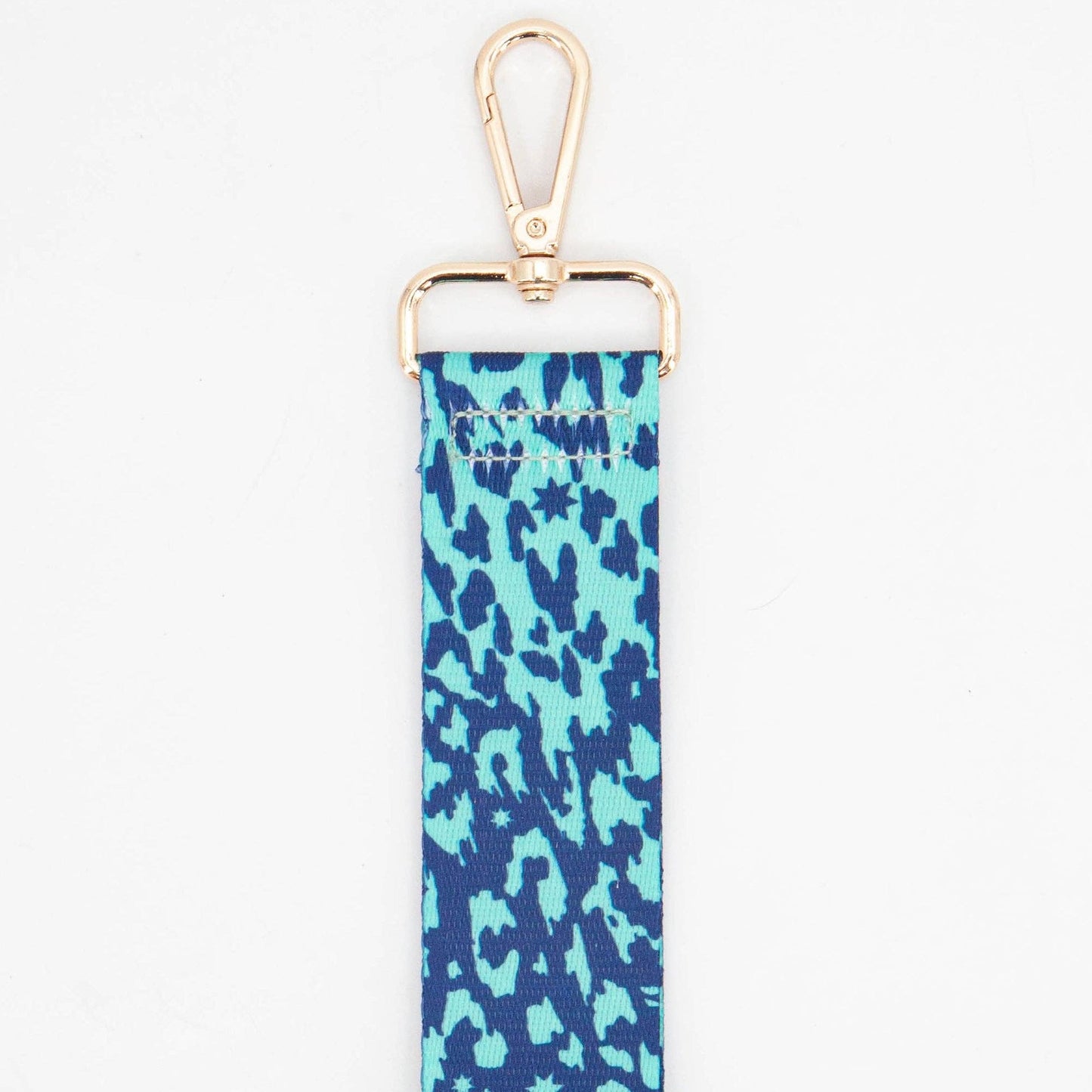 Two Tone Animal & Star Print Wrist Strap in Aqua & Navy Blue: One-size