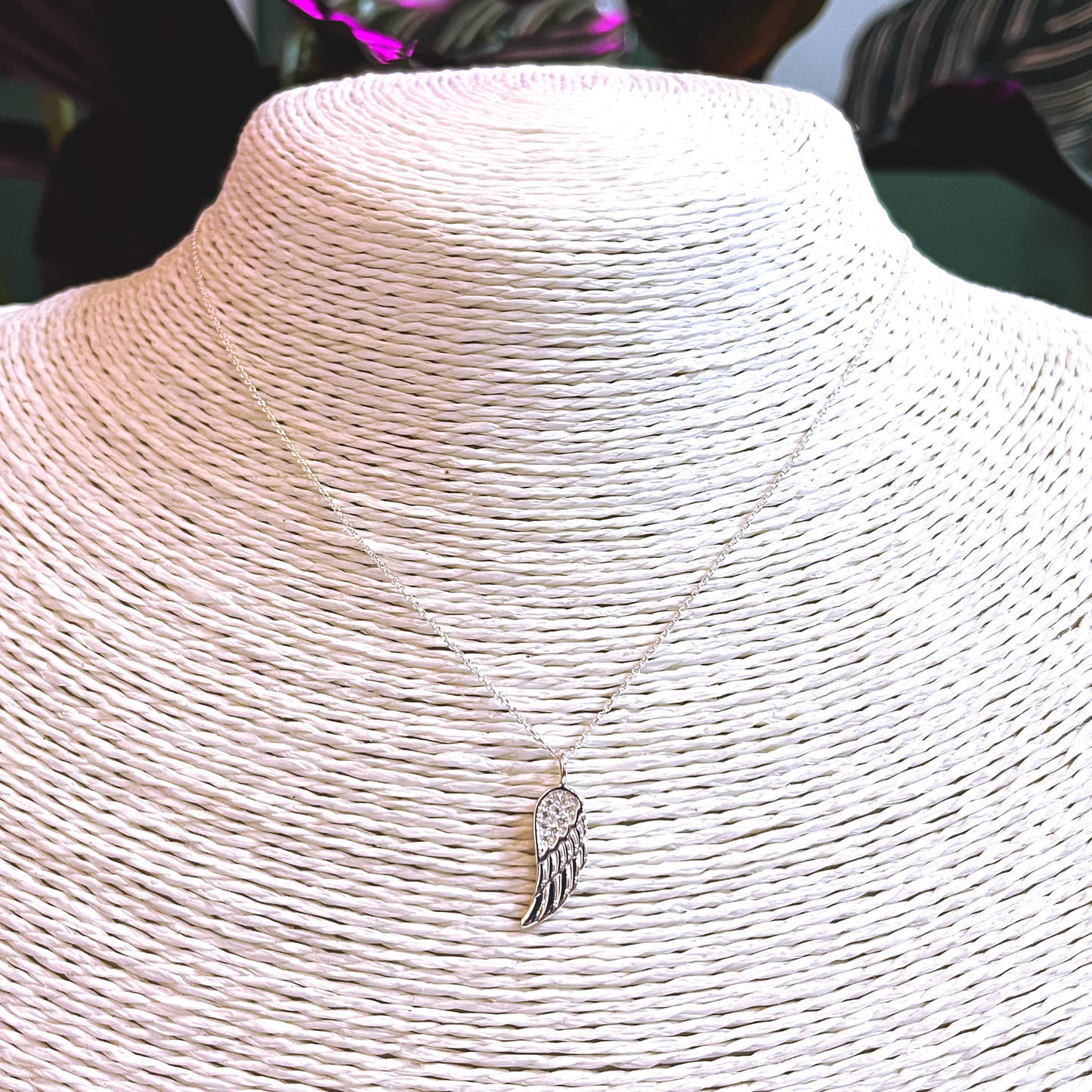 Jewelled Feather Pendant Necklace