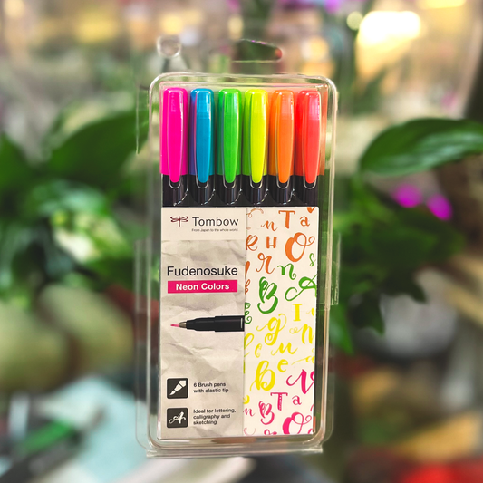 Tombow Fudenosuke Hard Tip Pen 6 Pcs. Set