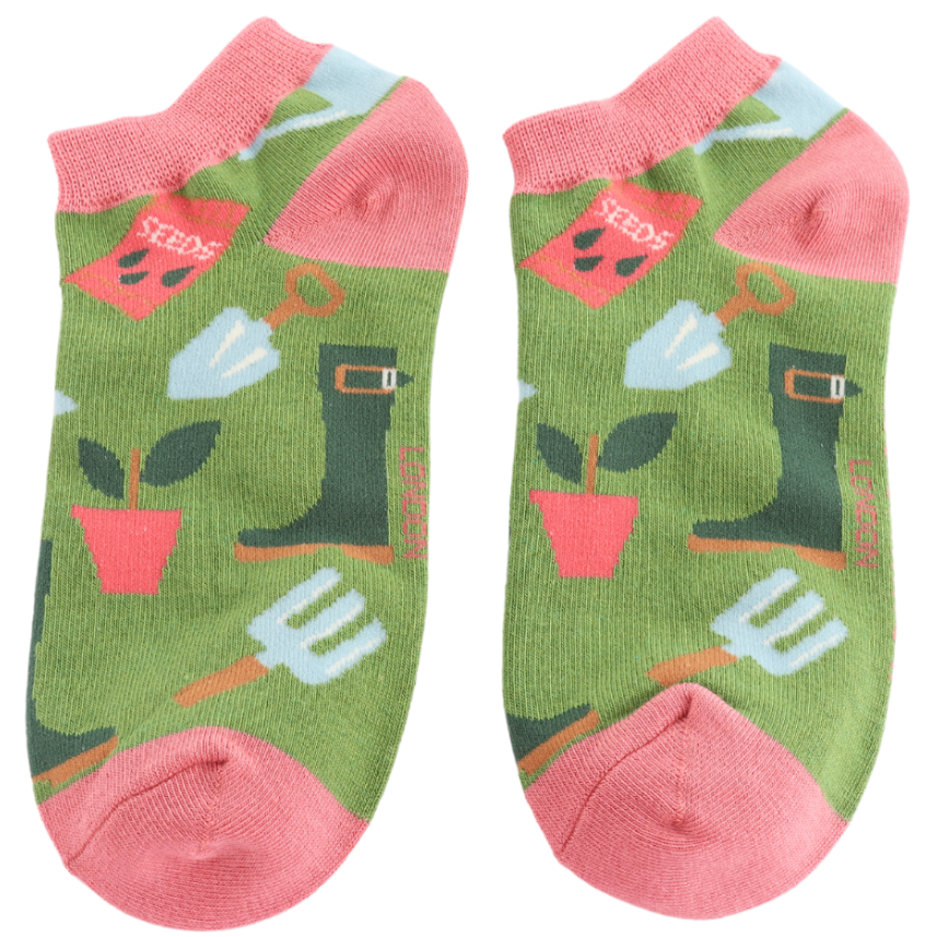 Gardening Gear Green Bamboo Trainer Socks