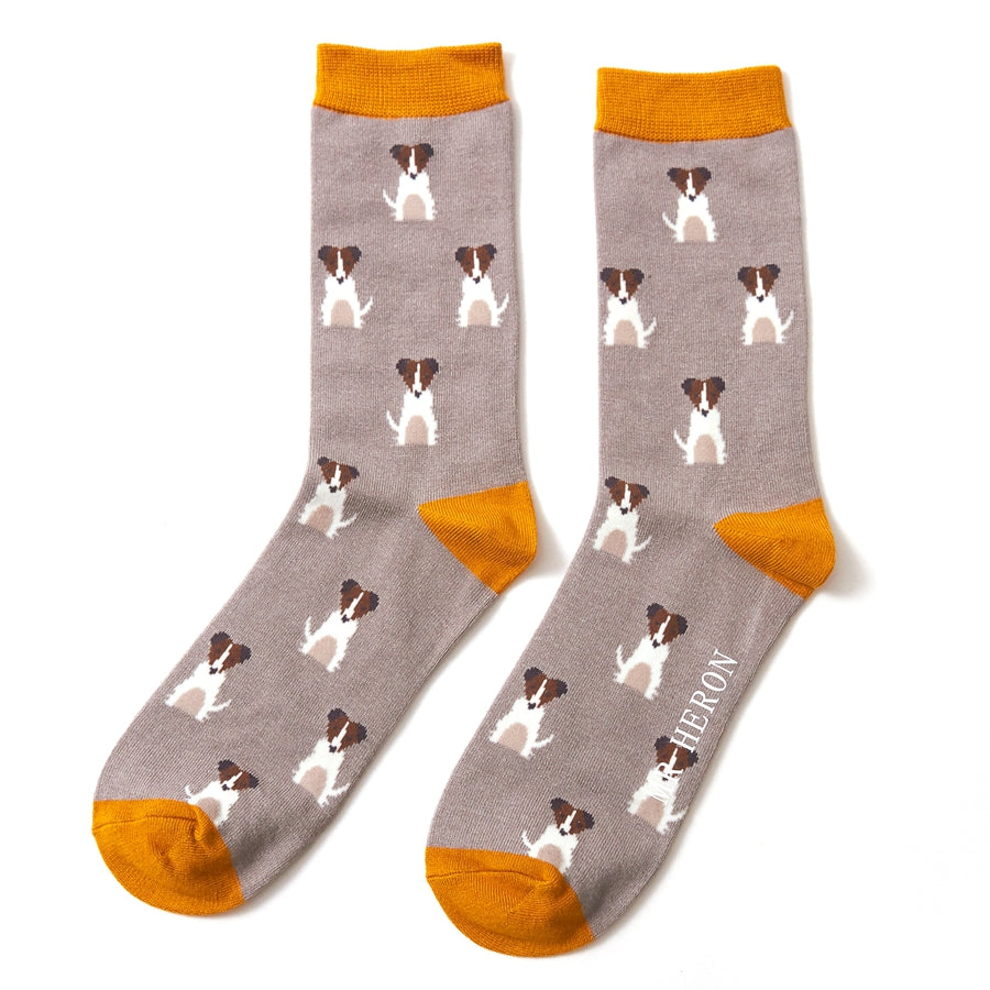 Mini Jack Russels Grey bamboo Socks