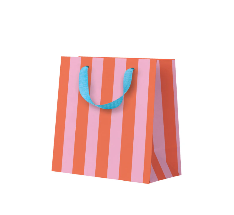 Pink And Orange Stripe Mini Gift Bag