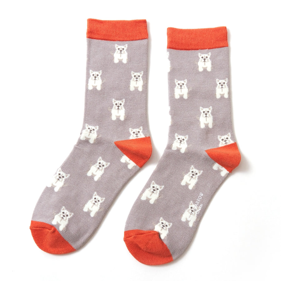Mini Westies Grey bamboo Socks