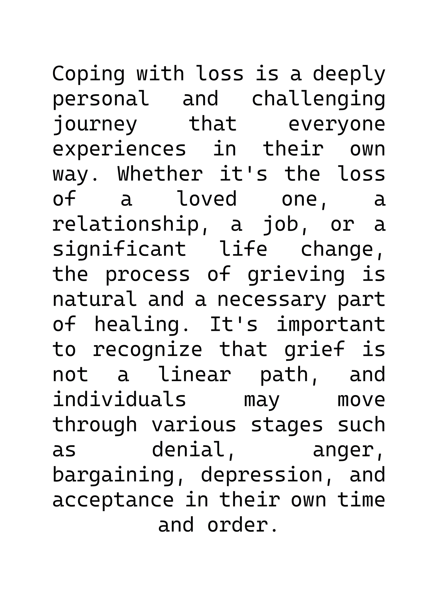 "Coping with Loss" A5 Zine