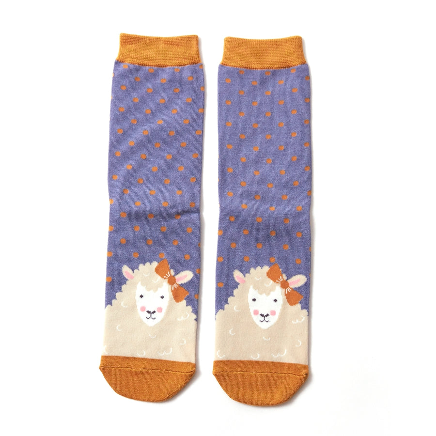 Purple cornflower sheep bamboo Socks