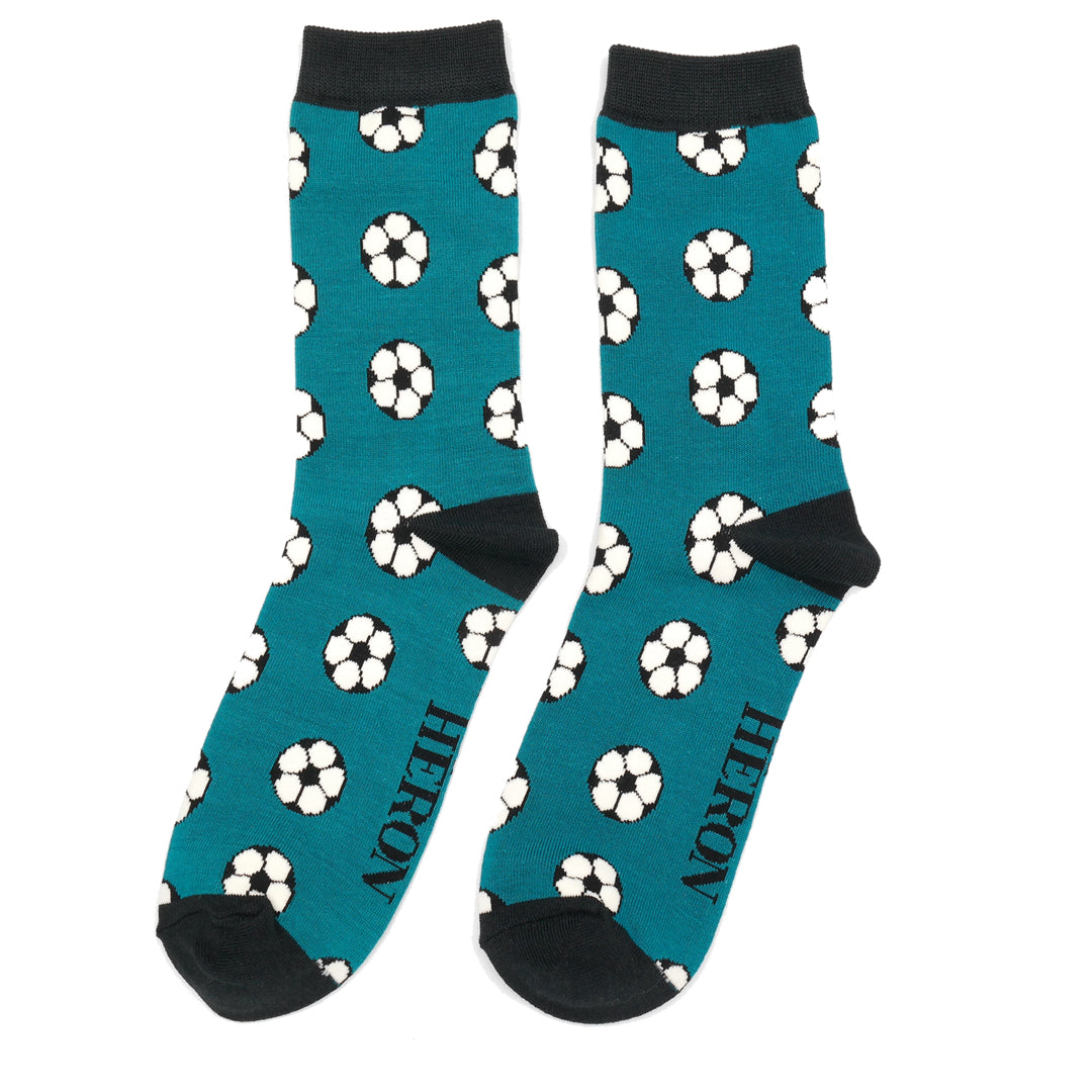 Teal football bamboo Socks