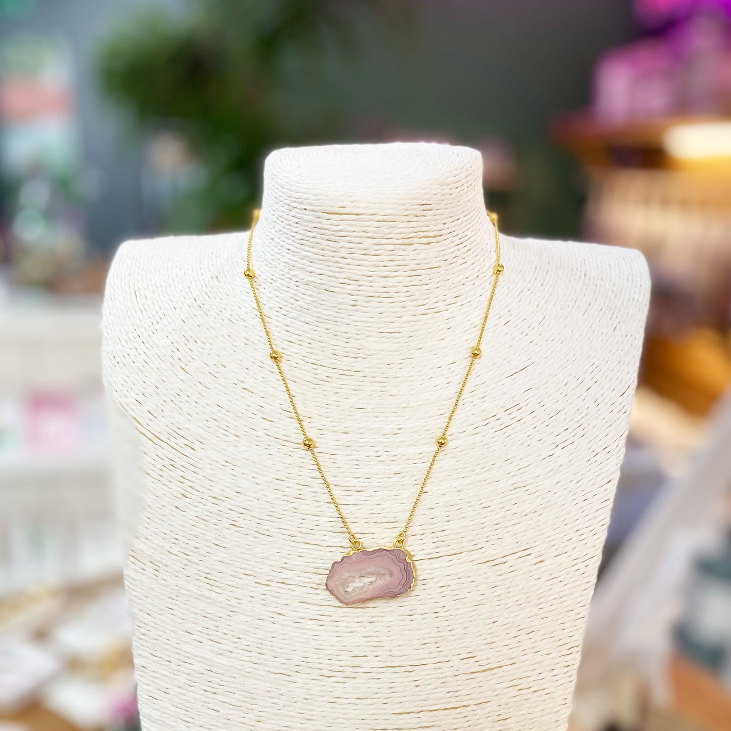 ‘MY FIRST LOVE’ Gold Vermeil Agate Crystal Necklace - YAAYAA London