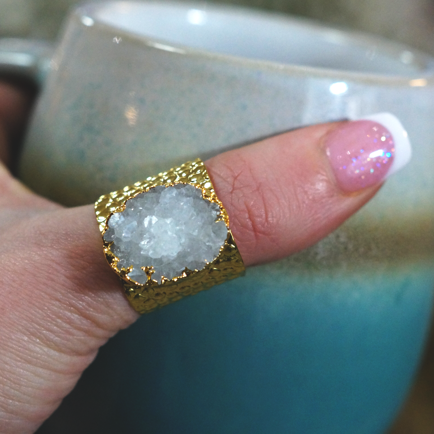 Crystal Crush Gold Statement Ring - YAAYAA London