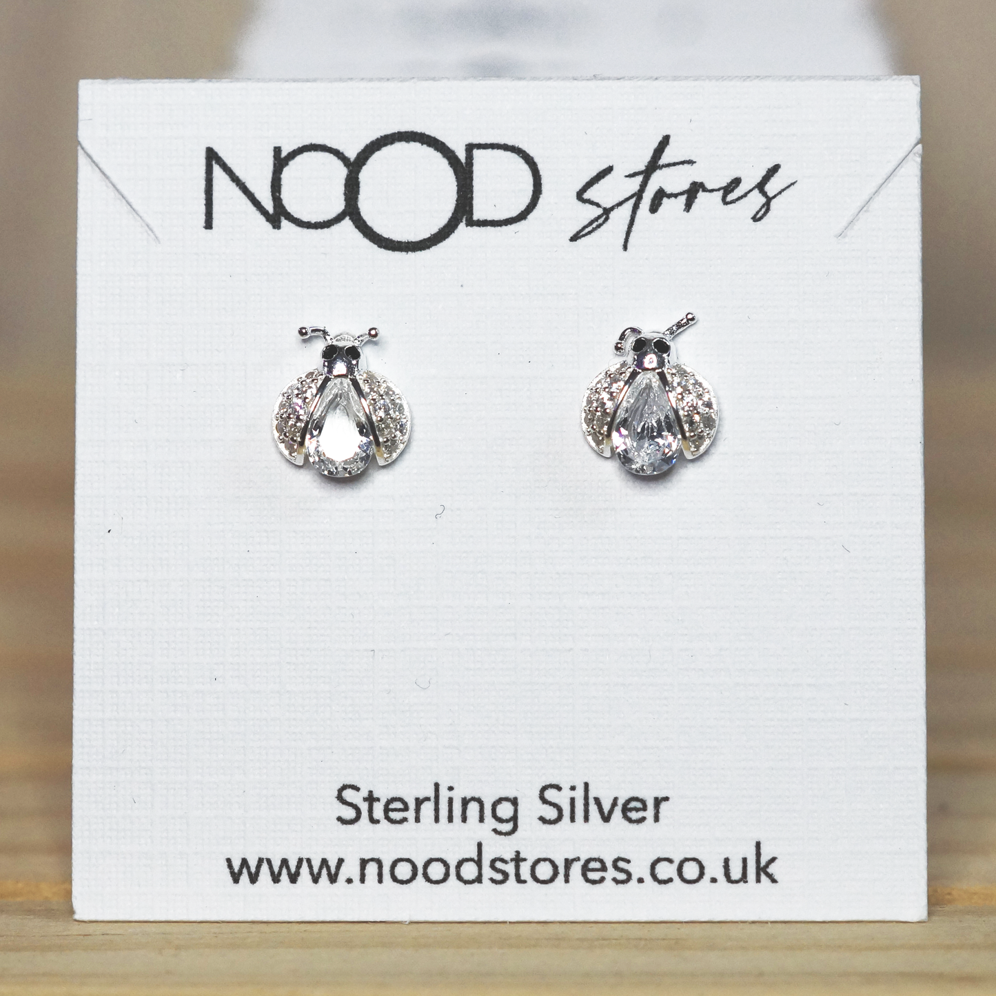 Silver and Crystal Ladybird Earrings
