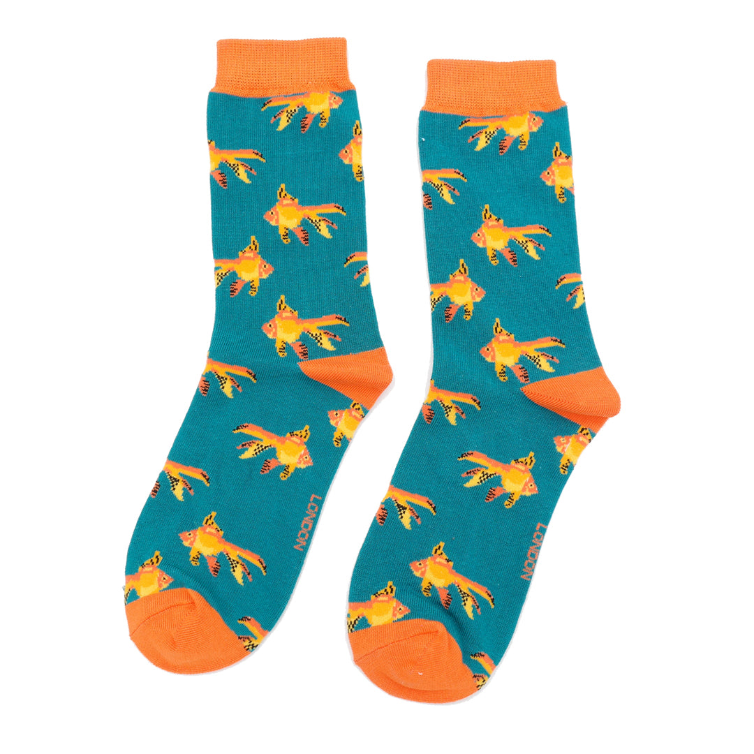 Goldfish Teal Socks