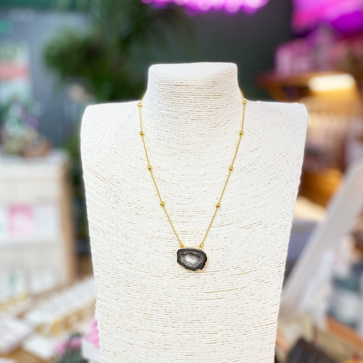 ‘MY FIRST LOVE’ Gold Vermeil Agate Crystal Necklace - YAAYAA London