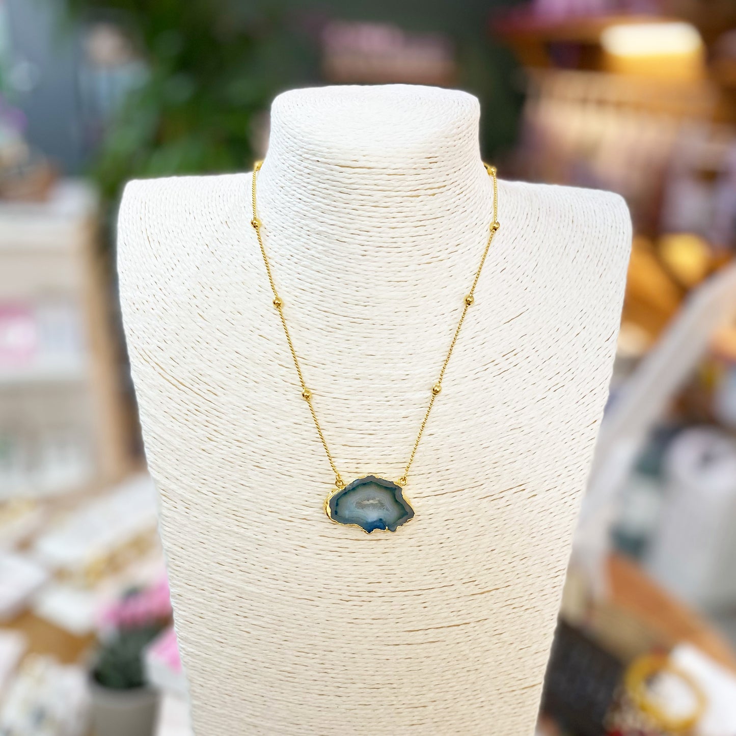 ‘MY FIRST LOVE’ Gold Vermeil Agate Crystal Necklace - YAAYAA London