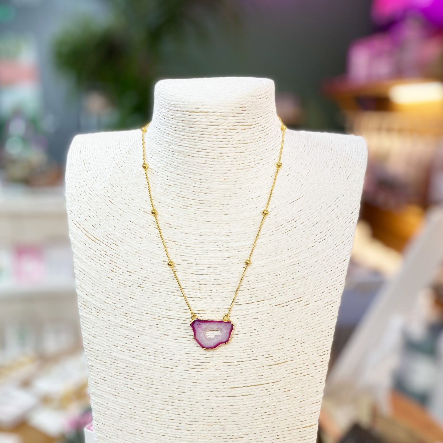 ‘MY FIRST LOVE’ Gold Vermeil Agate Crystal Necklace - YAAYAA London