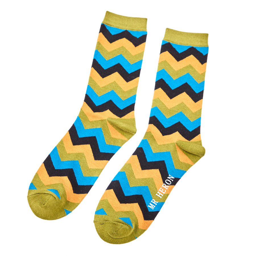 Zig Zag olive bamboo Socks