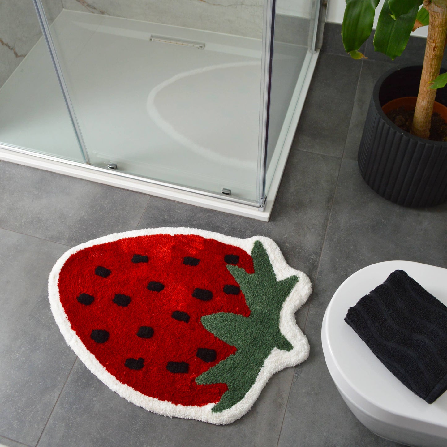 Strawberry Bath Mat Non Slip - Soft, Large Bathroom Rug