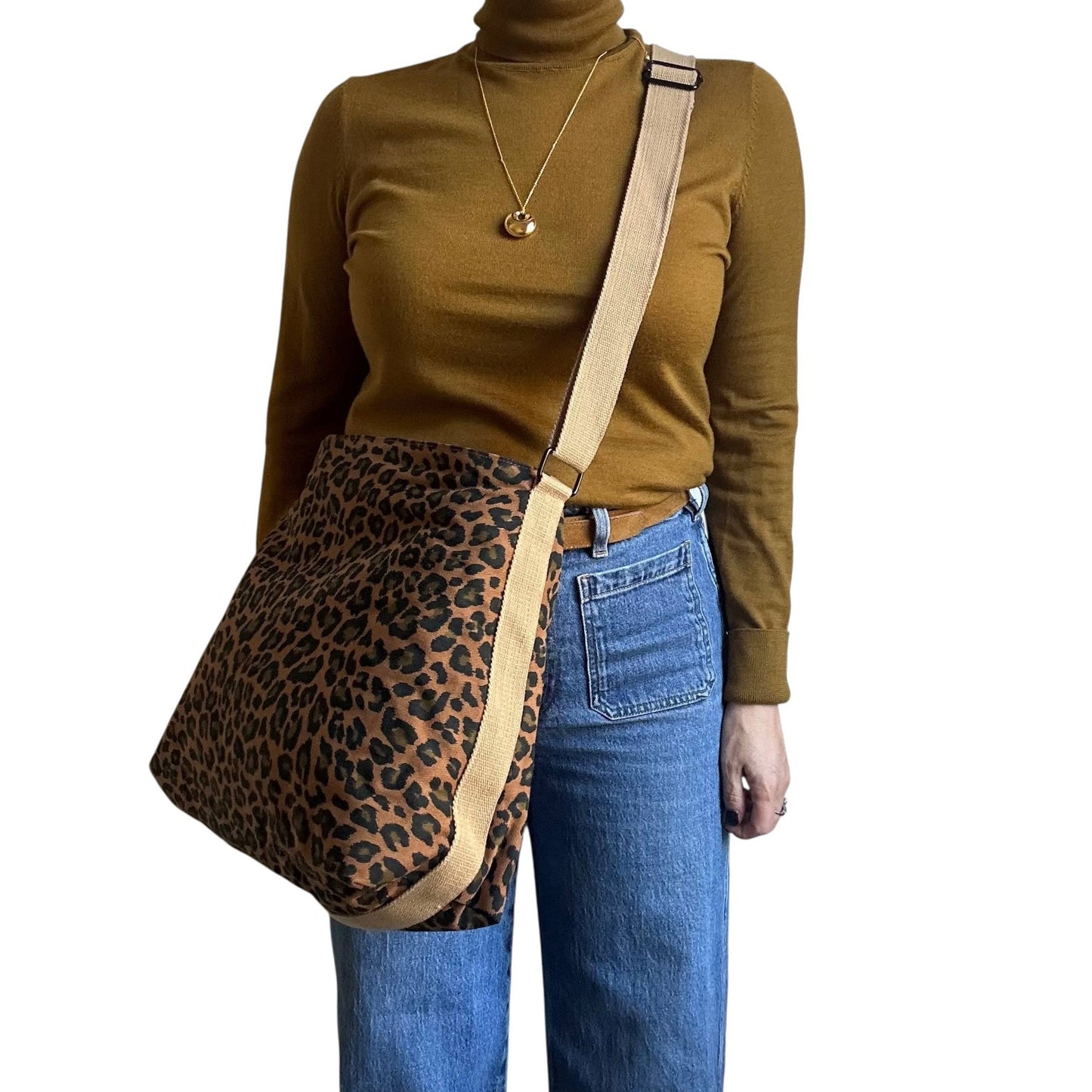 Messenger Bag  - brown leopard print
