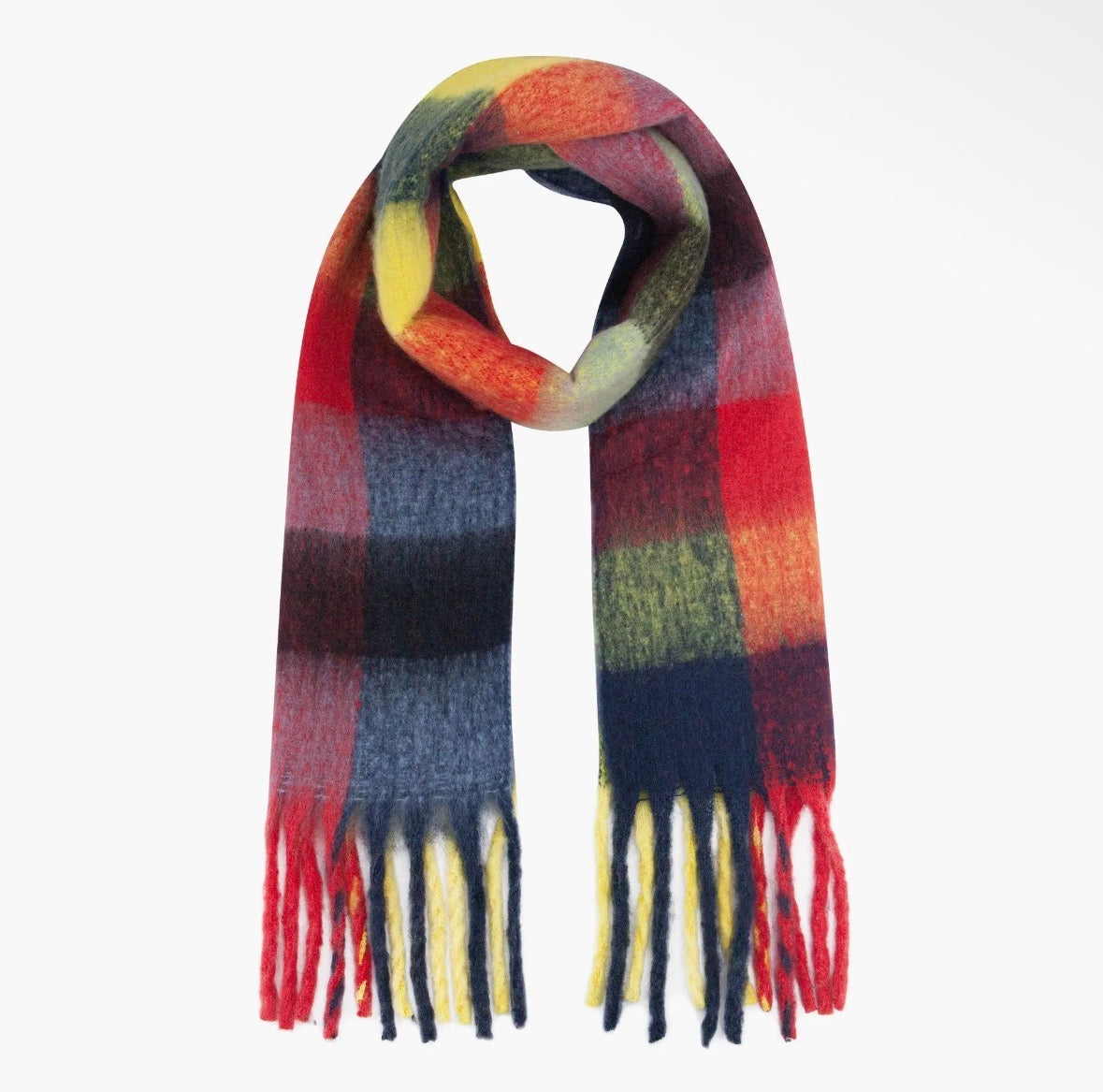 Red/Multi, Colour block Square Scarf
